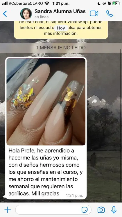 Mensaje de alumna del curso