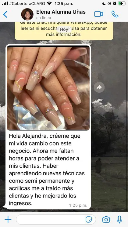Mensaje de alumna del curso